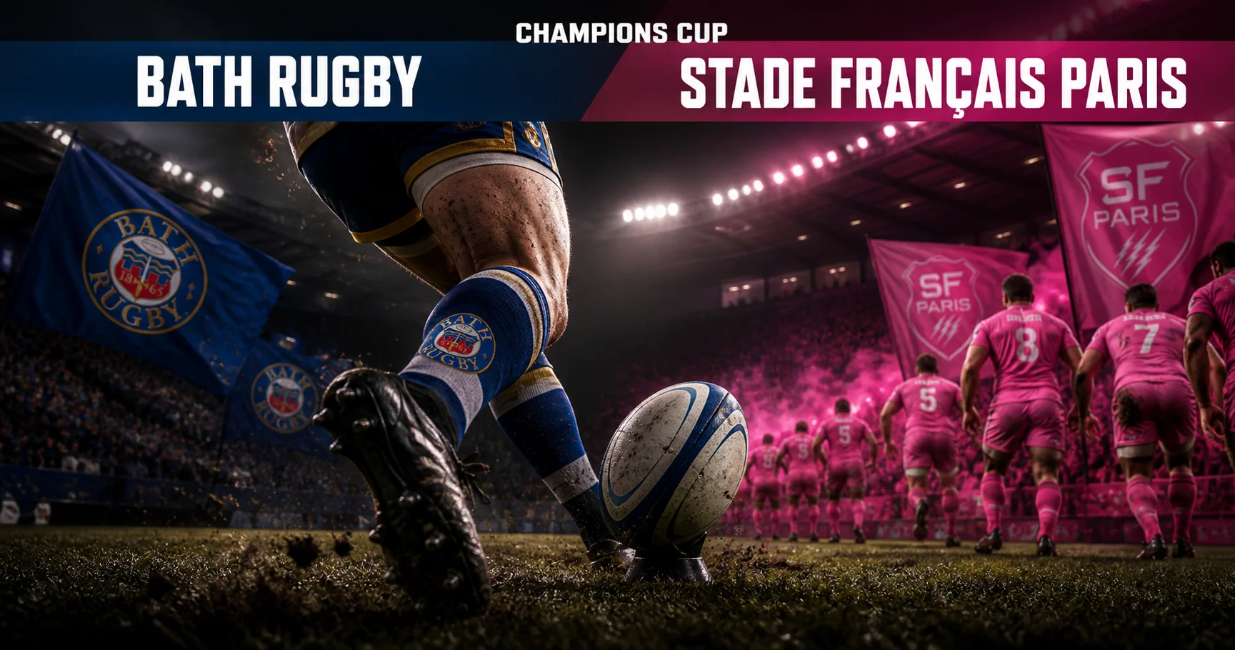 Affiche de la rencontre Bath Rugby contre Stade Français Paris