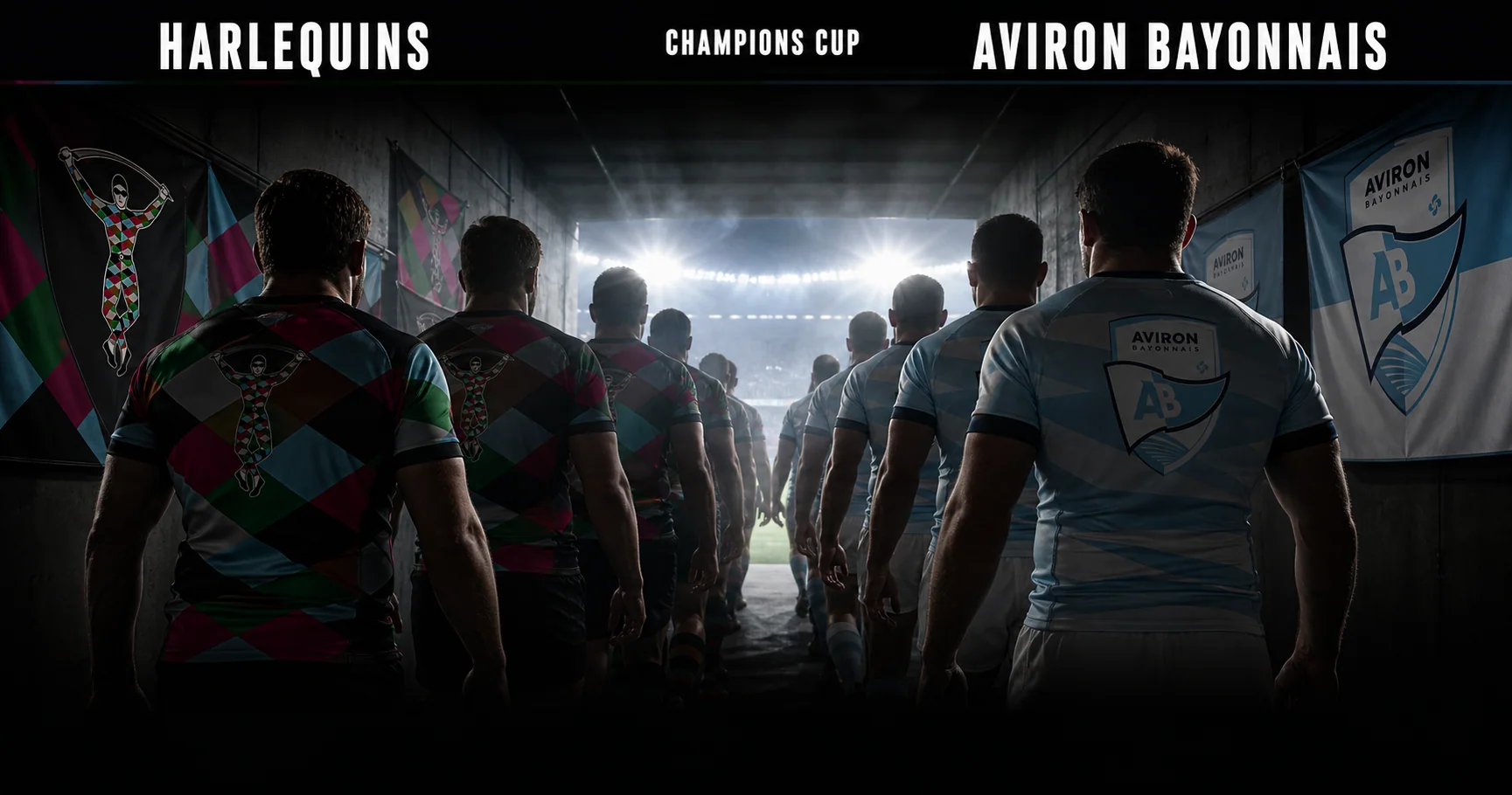 Affiche de la rencontre Harlequins contre Aviron Bayonnais