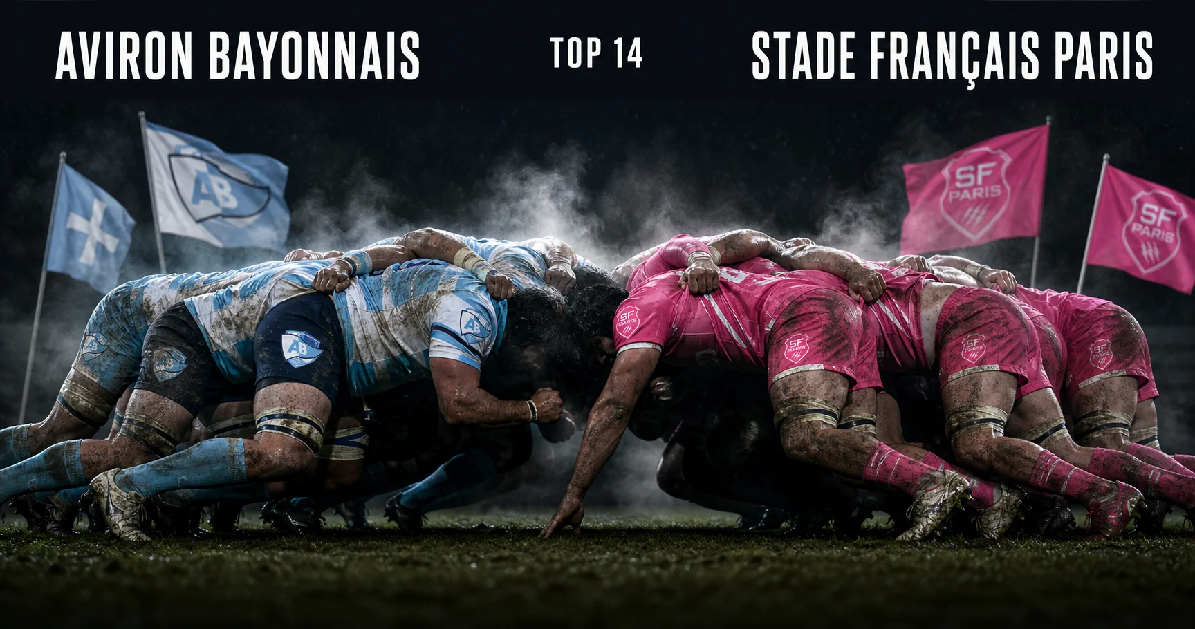 Affiche de la rencontre Aviron Bayonnais contre Stade Français Paris