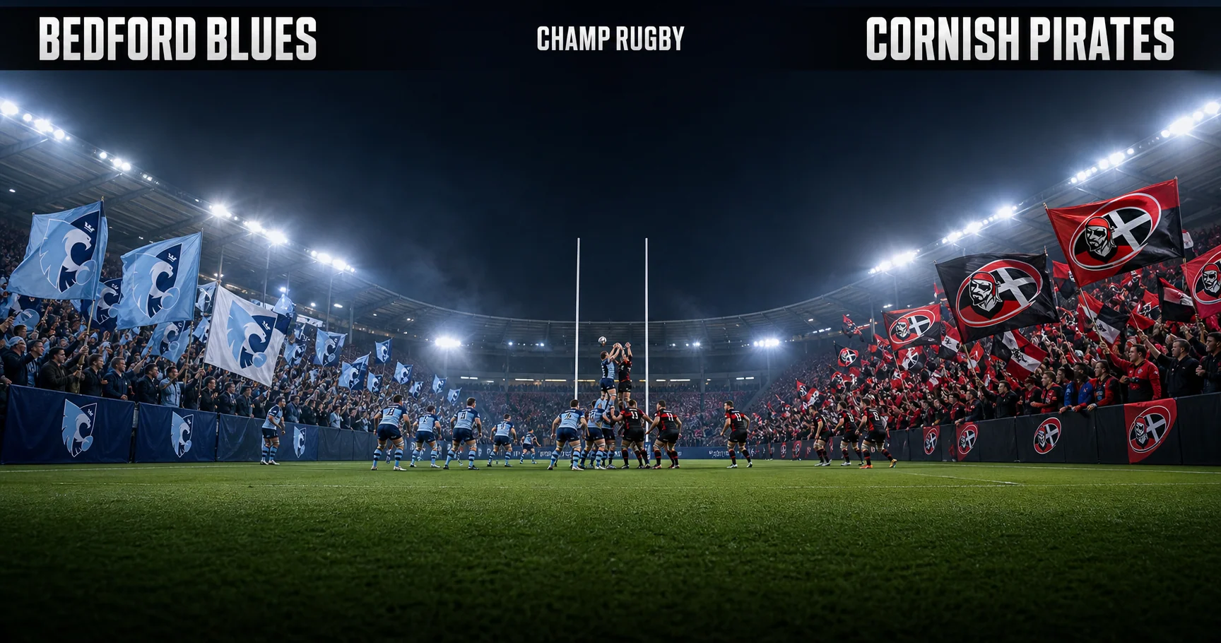Affiche de la rencontre Bedford Blues contre Cornish Pirates