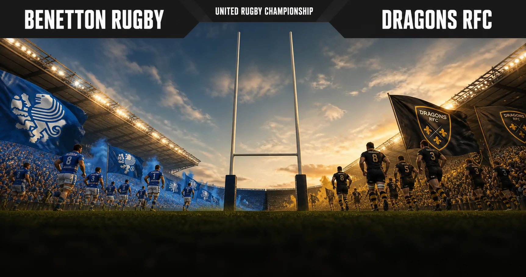 Affiche de la rencontre Benetton Rugby contre Dragons RFC