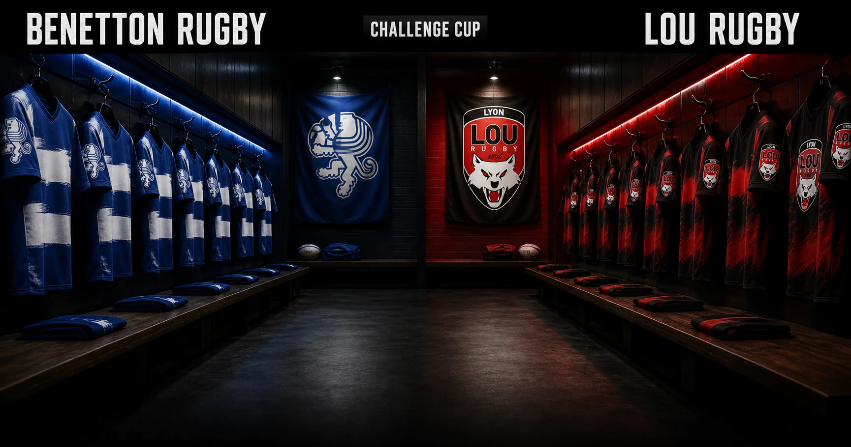 Affiche de la rencontre Benetton Rugby contre LOU Rugby