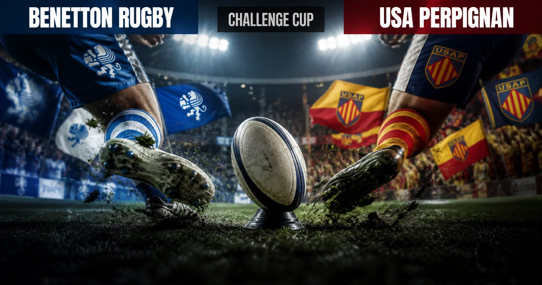 Affiche de la rencontre Benetton Rugby contre USA Perpignan