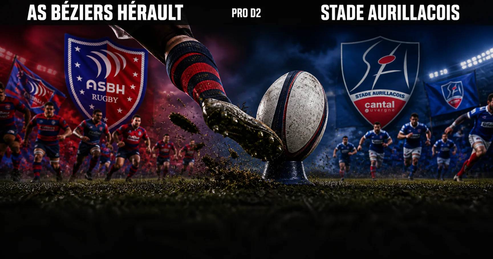 Affiche de la rencontre AS Béziers Hérault contre Stade Aurillacois
