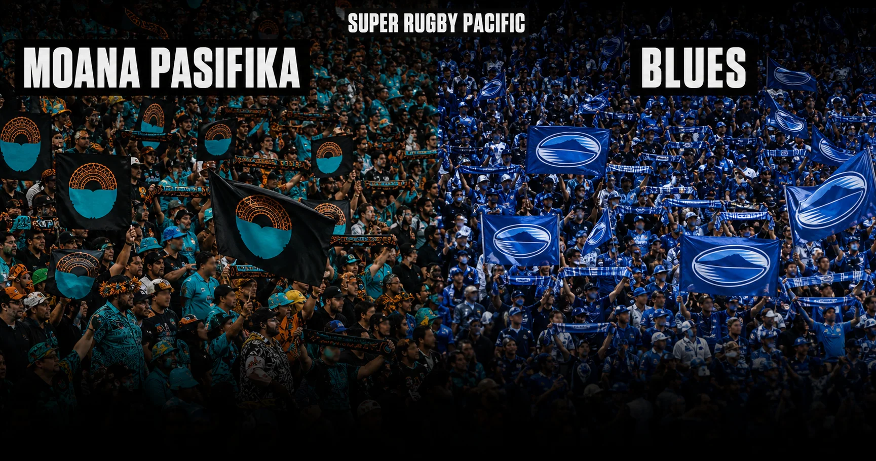 Affiche de la rencontre Moana Pasifika contre Blues