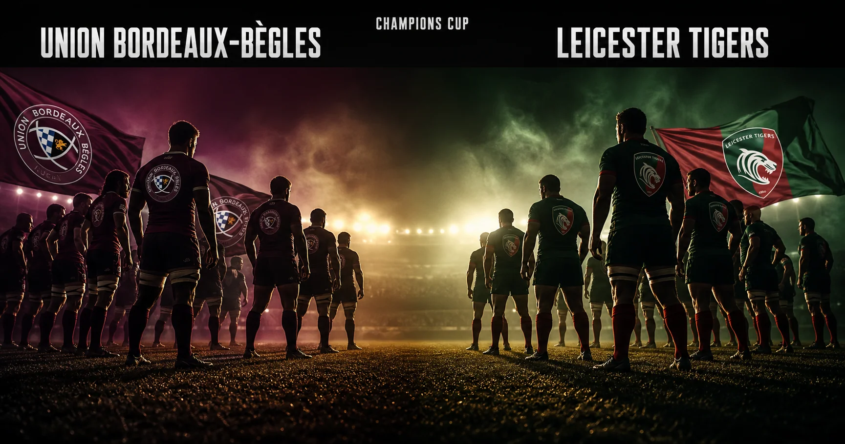 Affiche de la rencontre Union Bordeaux-Bègles contre Leicester Tigers