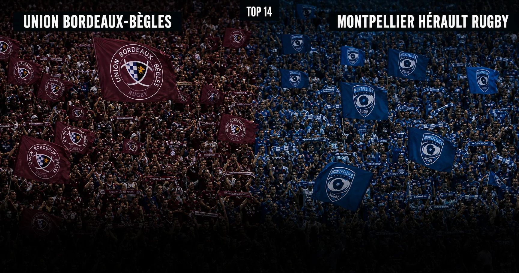 Affiche de la rencontre Union Bordeaux-Bègles contre Montpellier Hérault Rugby