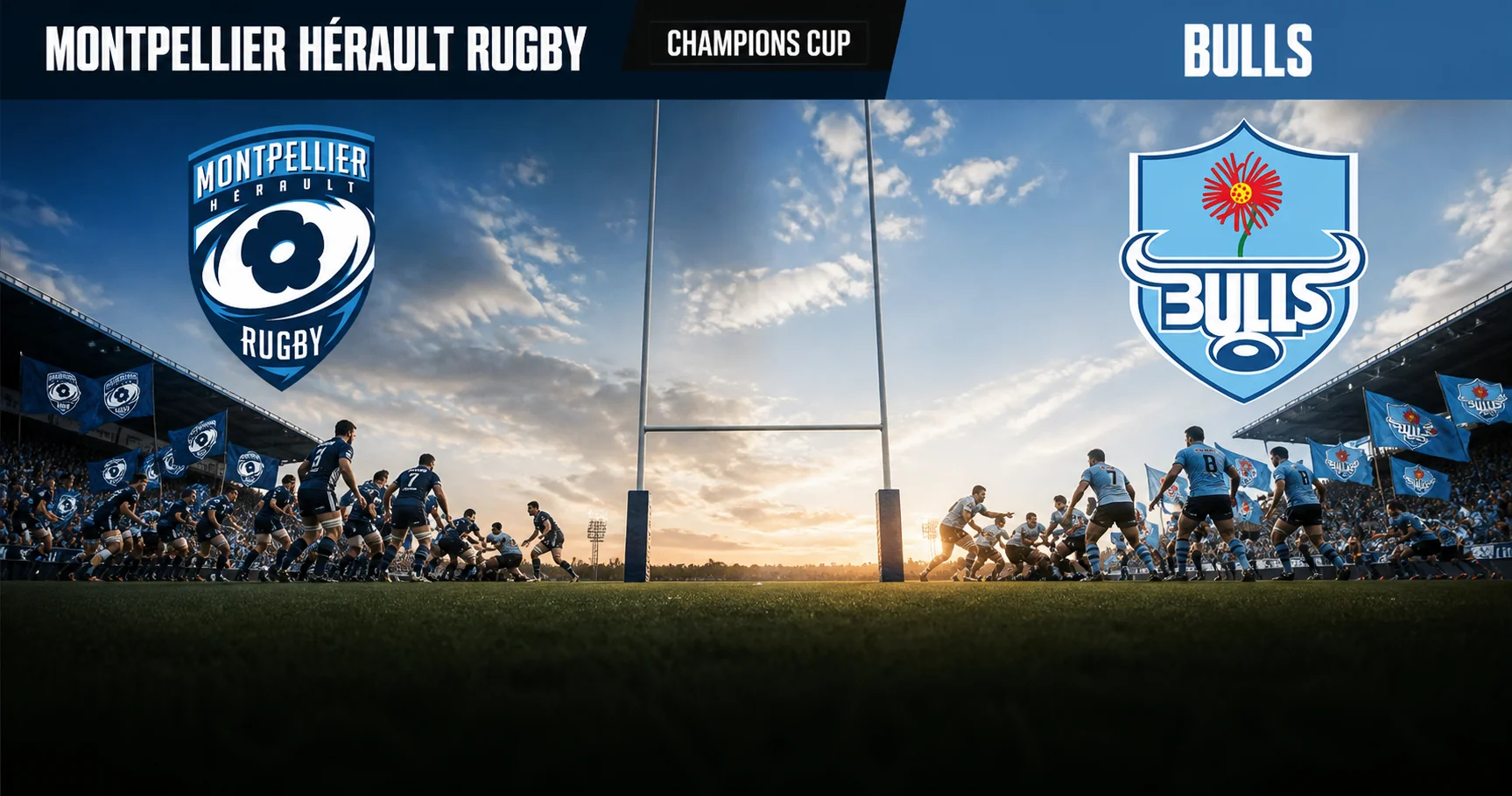 Affiche de la rencontre Montpellier Hérault Rugby contre Bulls