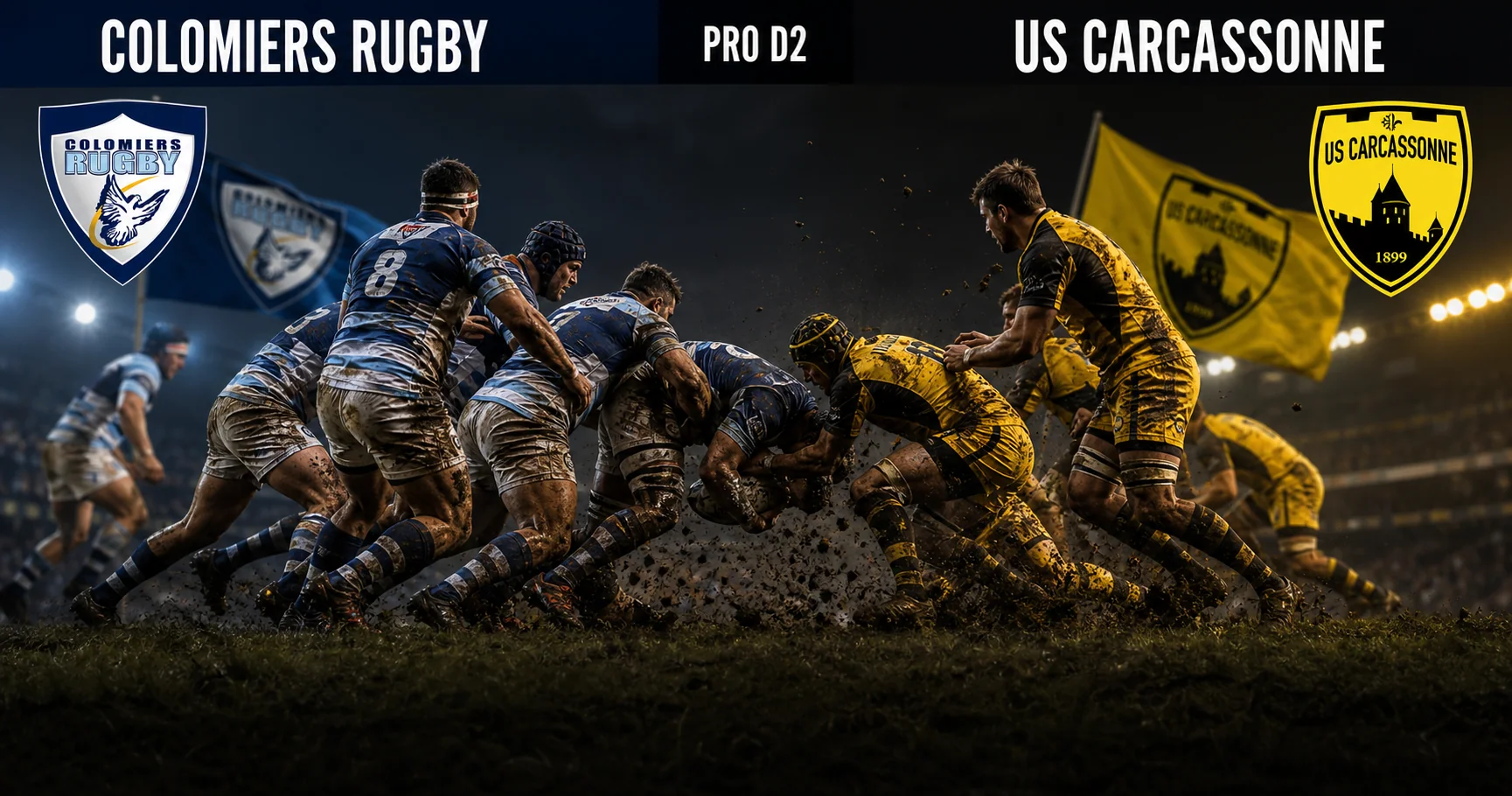 Affiche de la rencontre Colomiers Rugby contre US Carcassonne