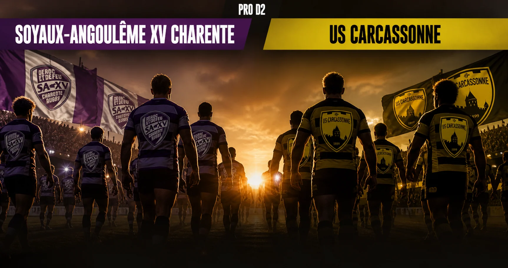 Affiche de la rencontre Soyaux-Angoulême XV Charente contre US Carcassonne
