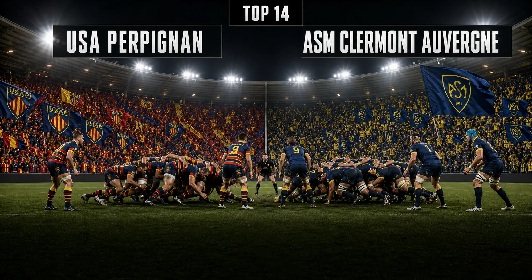 Affiche de la rencontre USA Perpignan contre ASM Clermont Auvergne