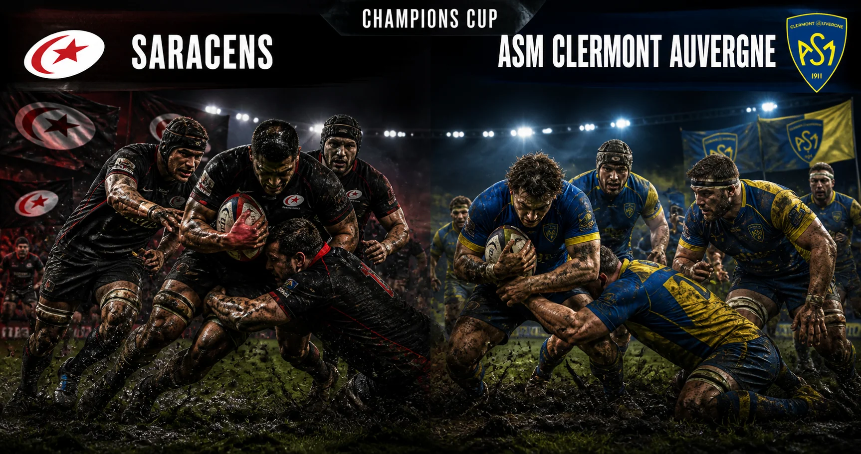 Affiche de la rencontre Saracens contre ASM Clermont Auvergne