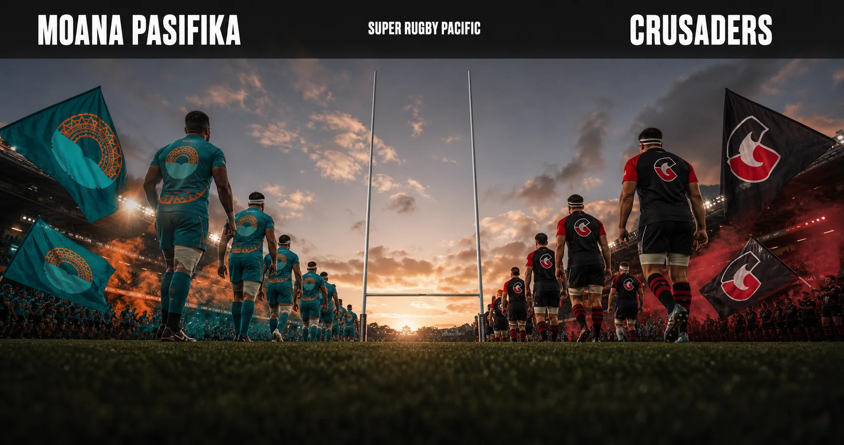 Affiche de la rencontre Moana Pasifika contre Crusaders