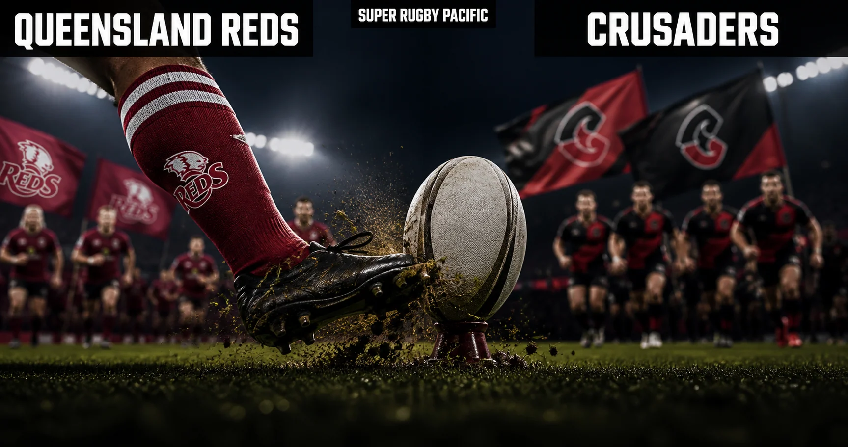 Affiche de la rencontre Queensland Reds contre Crusaders
