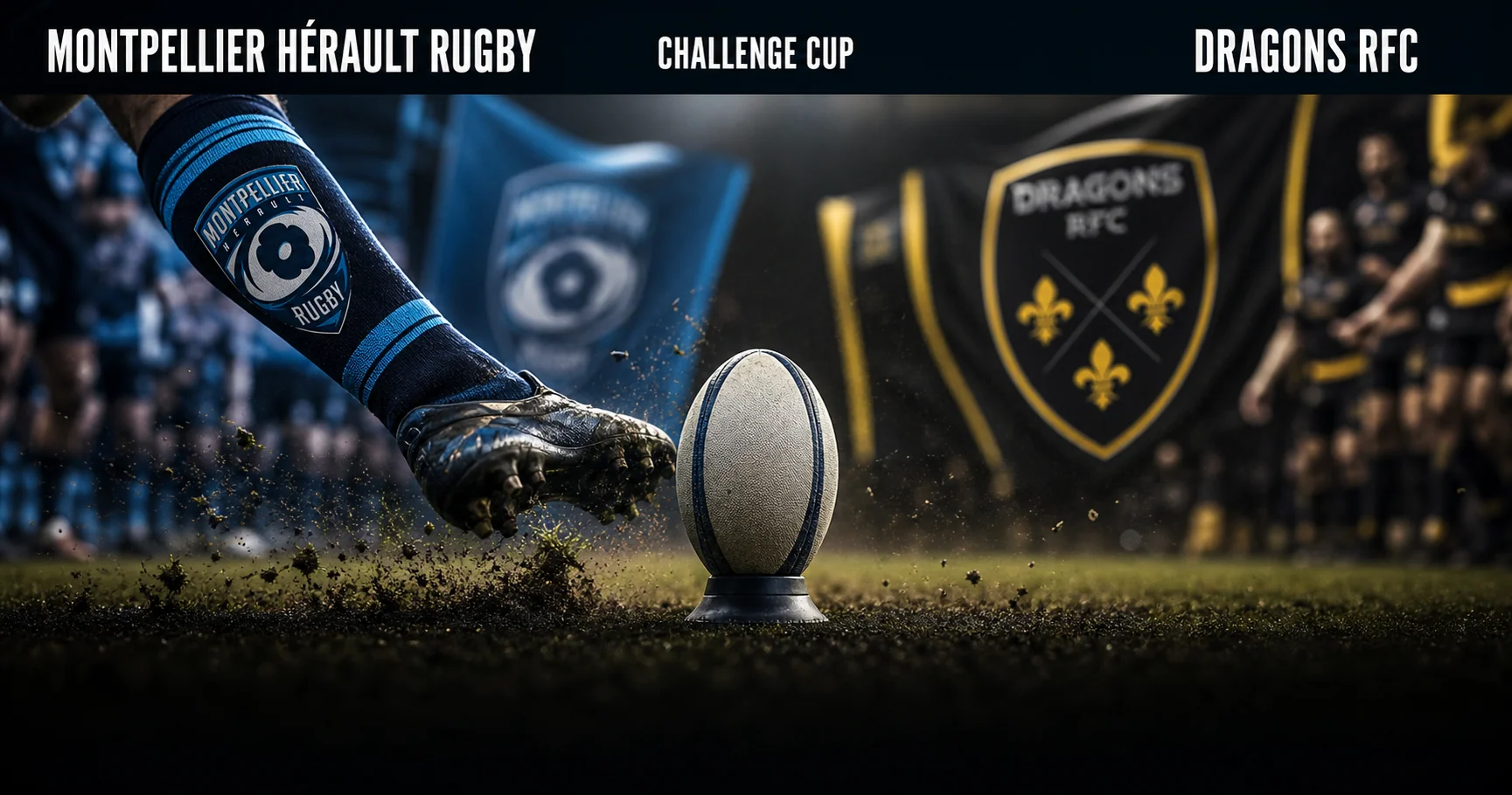 Affiche de la rencontre Montpellier Hérault Rugby contre Dragons RFC