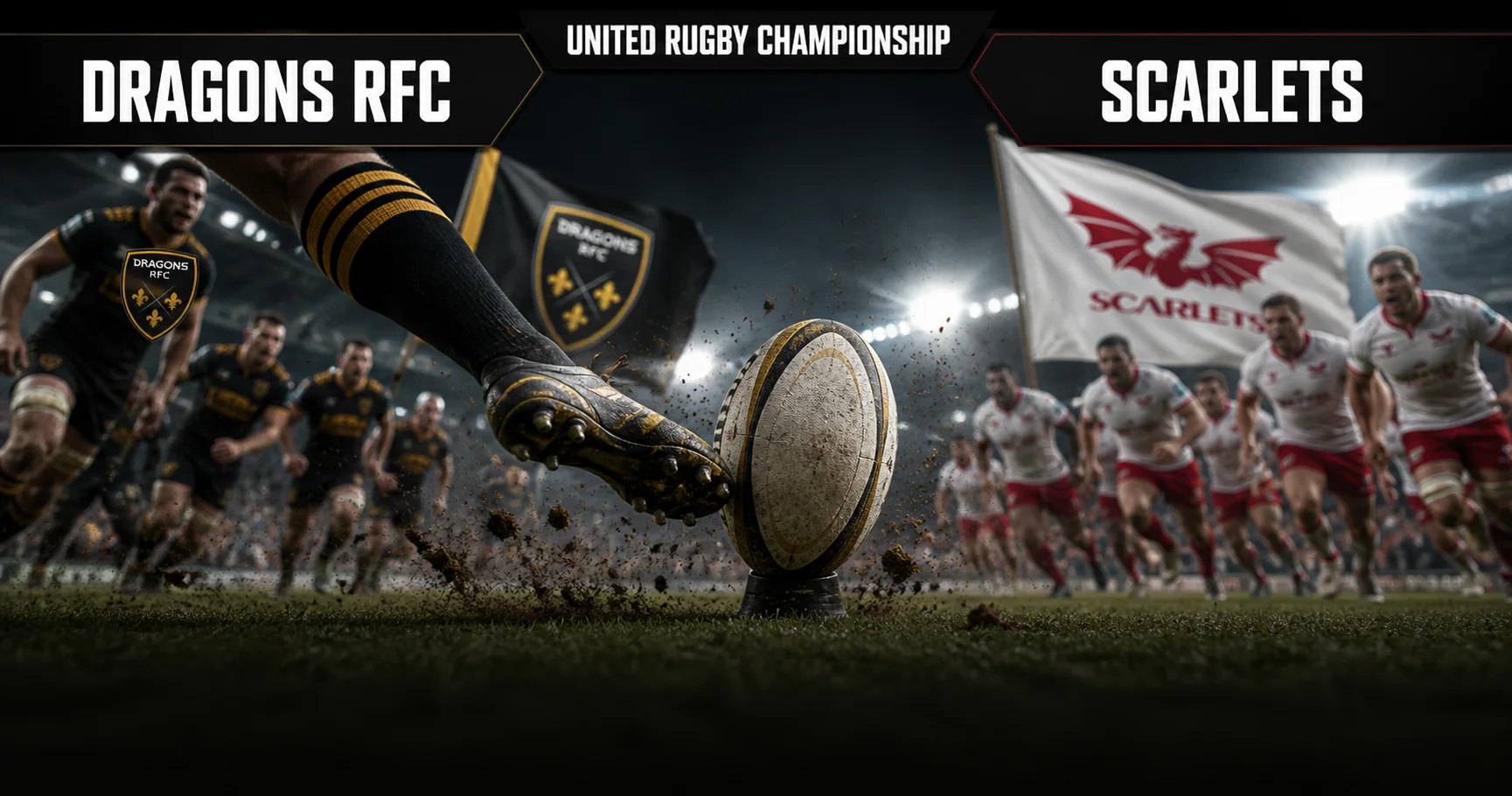 Affiche de la rencontre Dragons RFC contre Scarlets