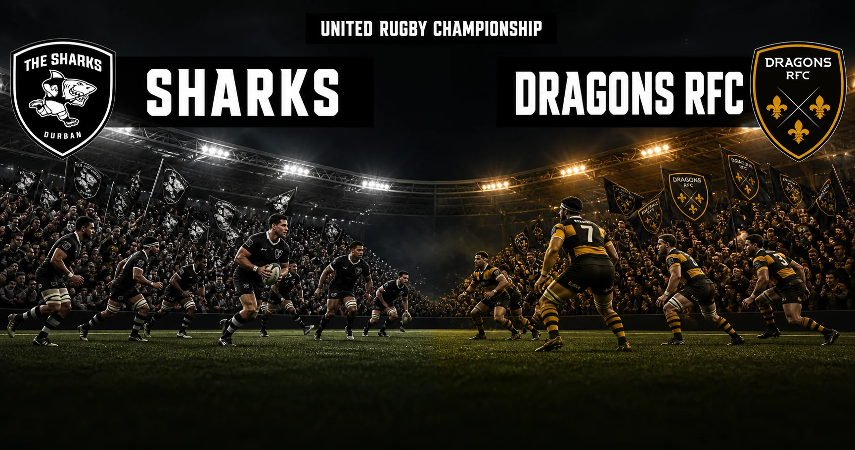 Affiche de la rencontre Sharks contre Dragons RFC