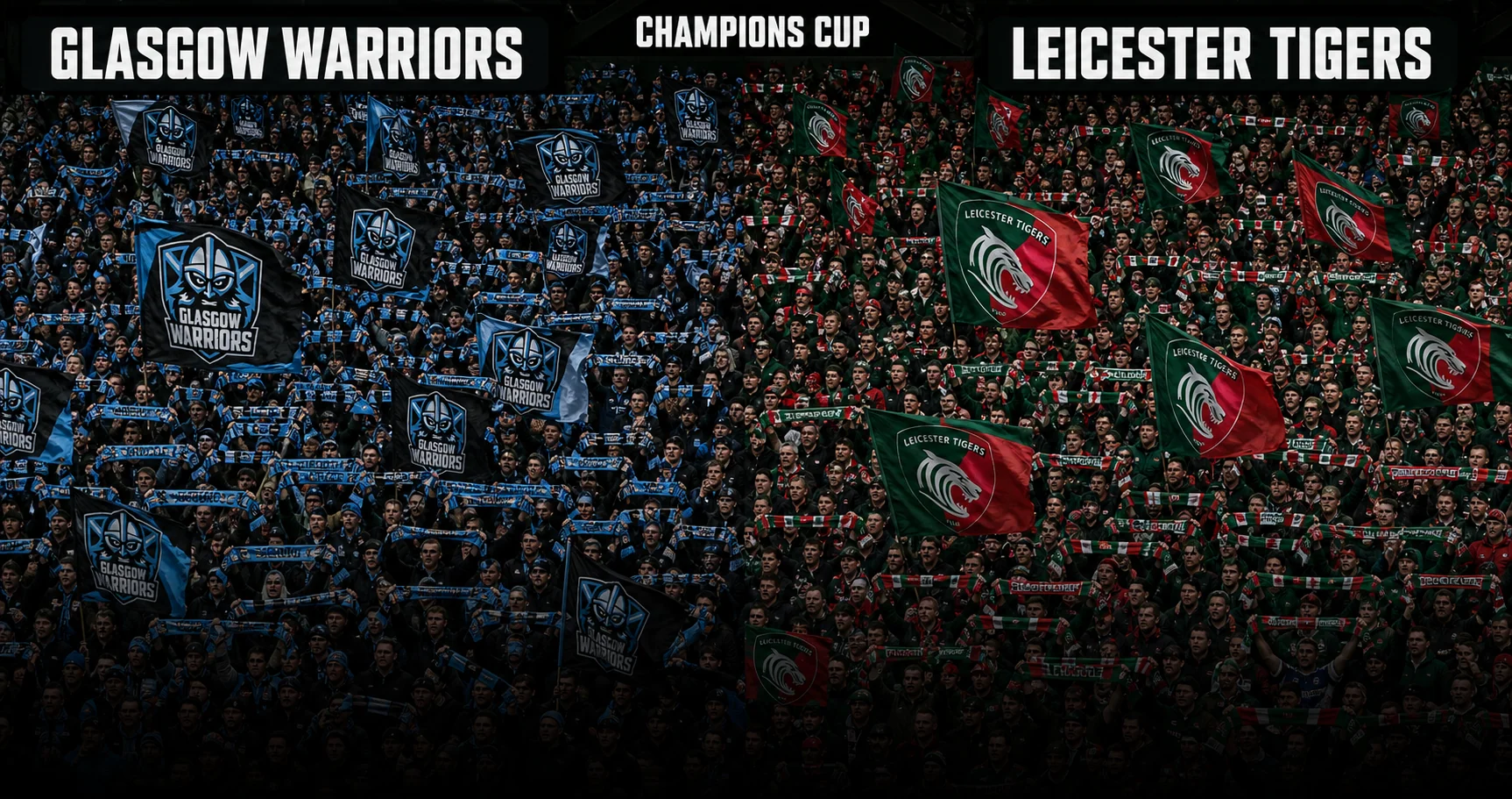 Affiche de la rencontre Glasgow Warriors contre Leicester Tigers