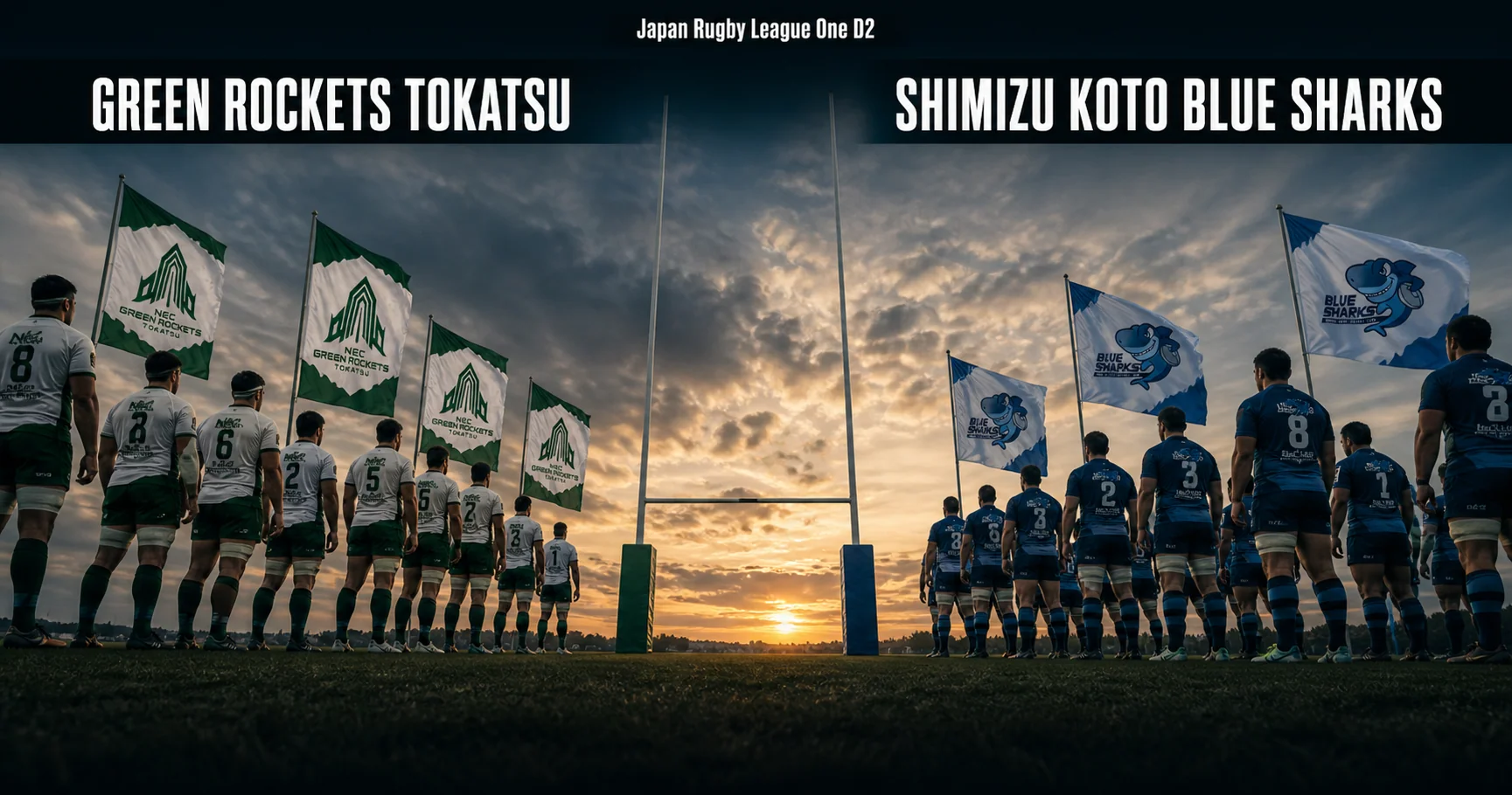 Affiche de la rencontre GREEN ROCKETS TOKATSU contre SHIMIZU KOTO BLUE SHARKS