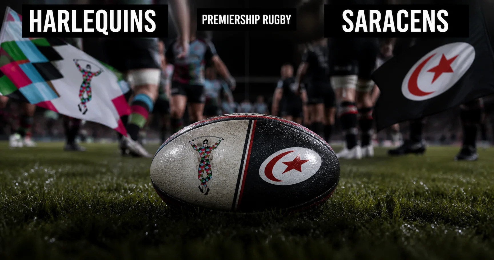 Affiche de la rencontre Harlequins contre Saracens