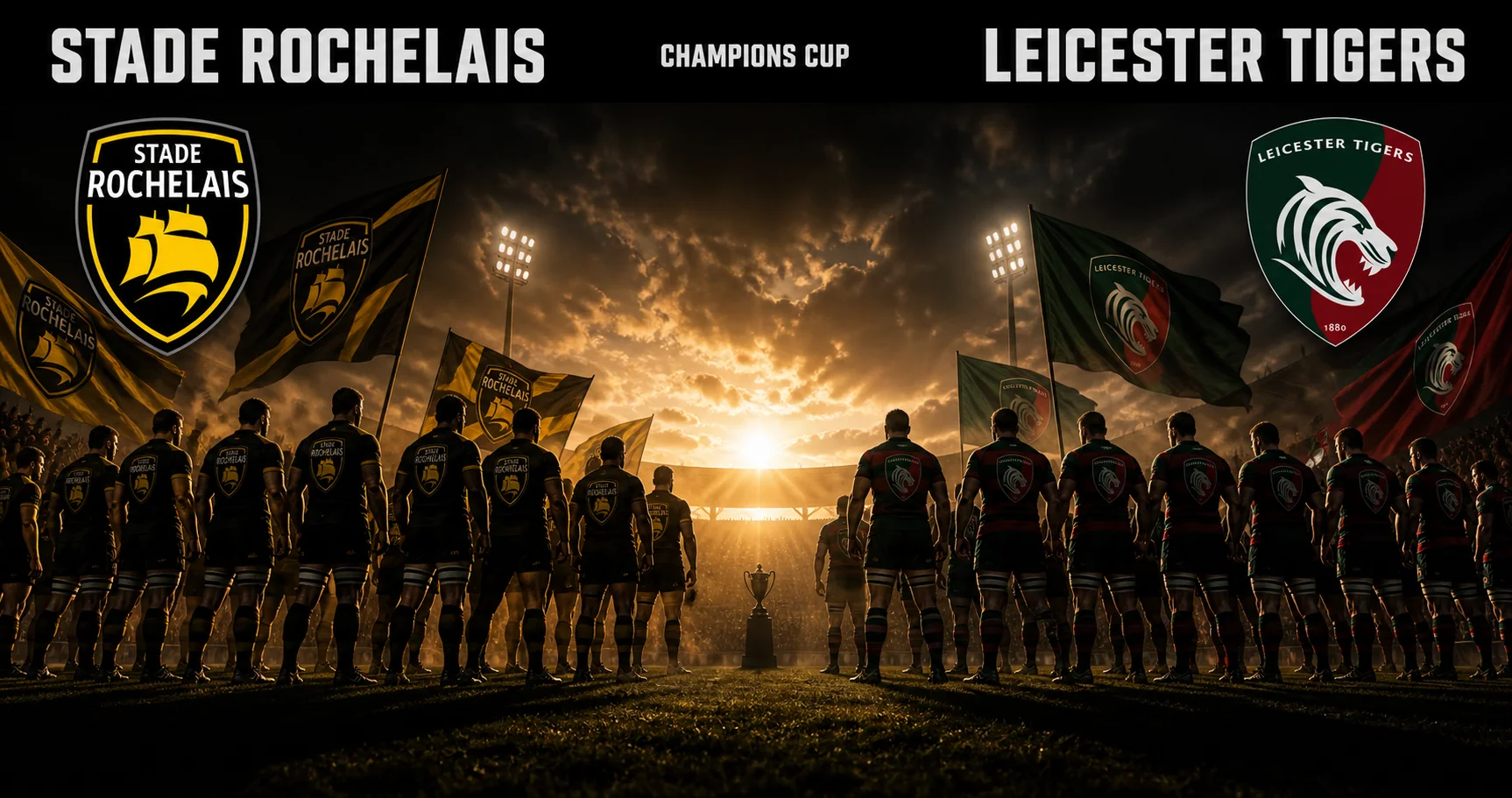 Affiche de la rencontre Stade Rochelais contre Leicester Tigers