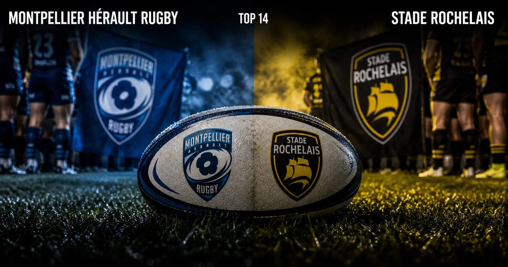 Affiche de la rencontre Montpellier Hérault Rugby contre Stade Rochelais