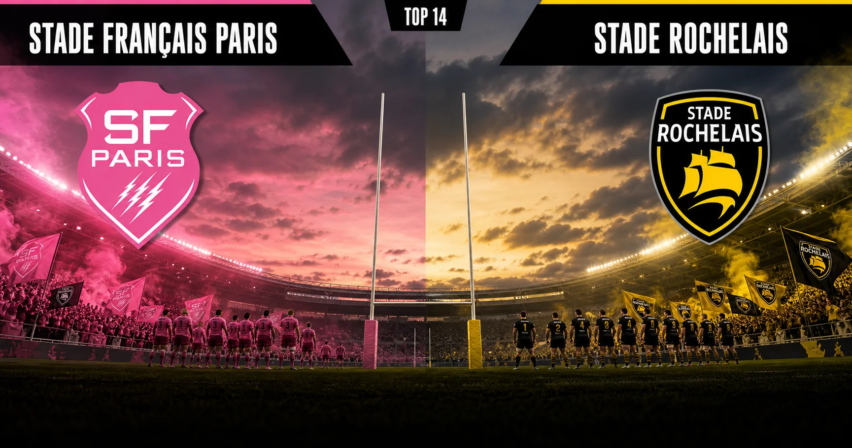 Affiche de la rencontre Stade Français Paris contre Stade Rochelais