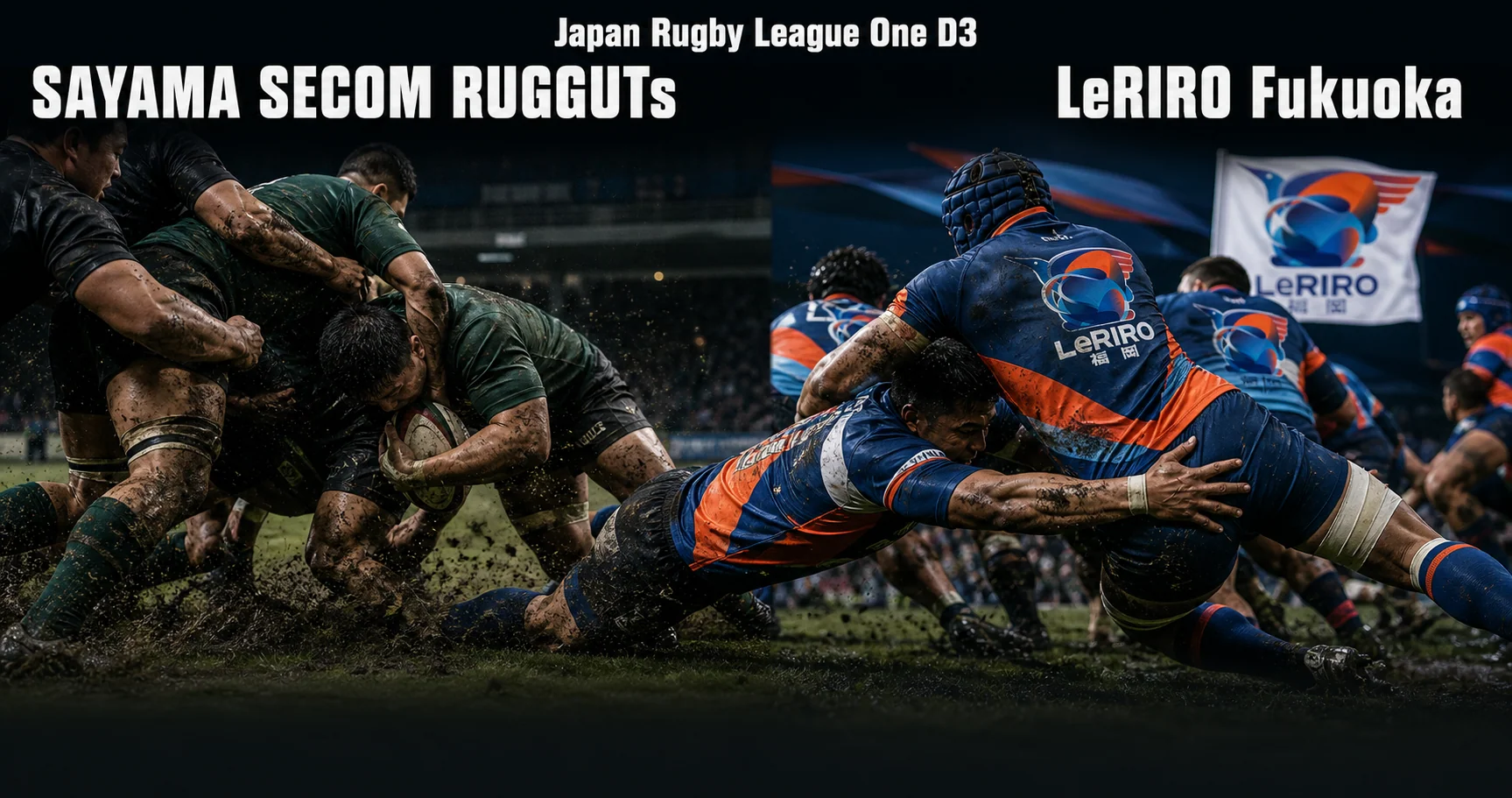 Affiche de la rencontre SAYAMA SECOM RUGGUTs contre LeRIRO Fukuoka