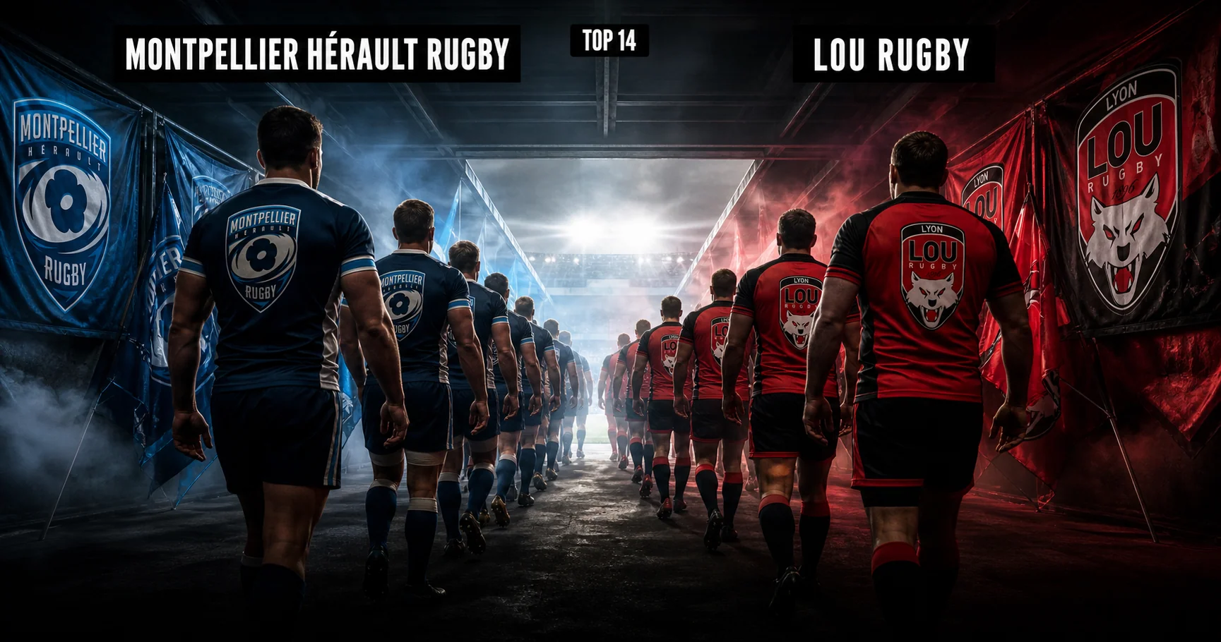 Affiche de la rencontre Montpellier Hérault Rugby contre LOU Rugby