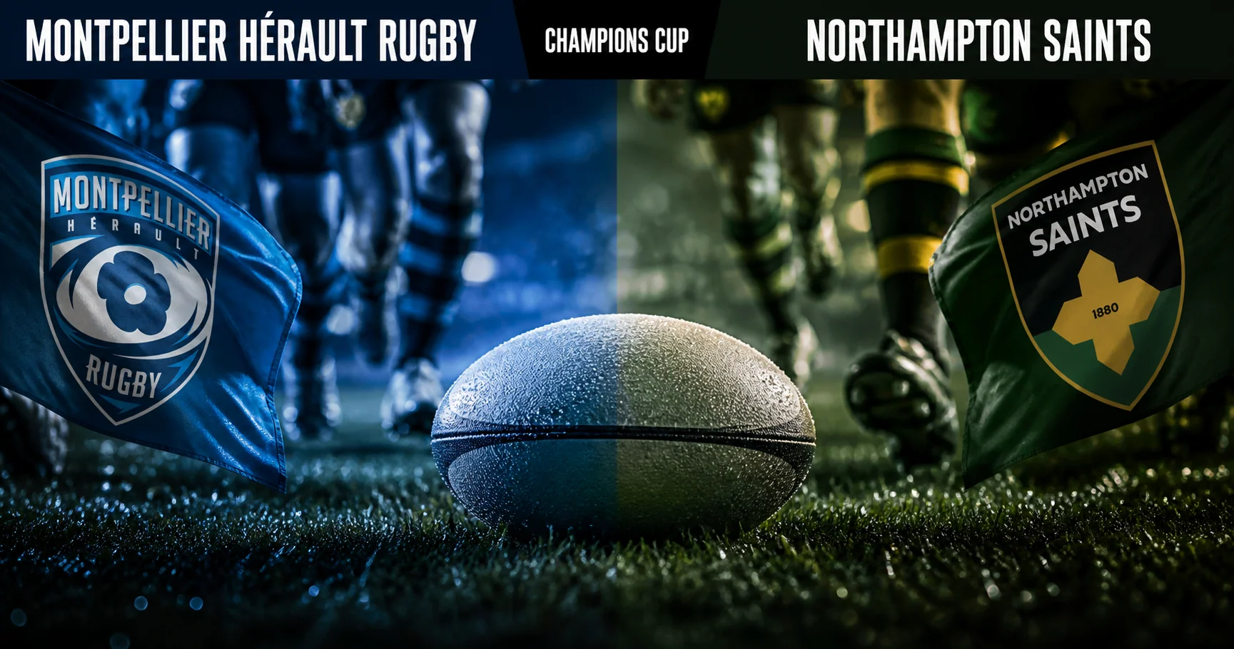 Affiche de la rencontre Montpellier Hérault Rugby contre Northampton Saints
