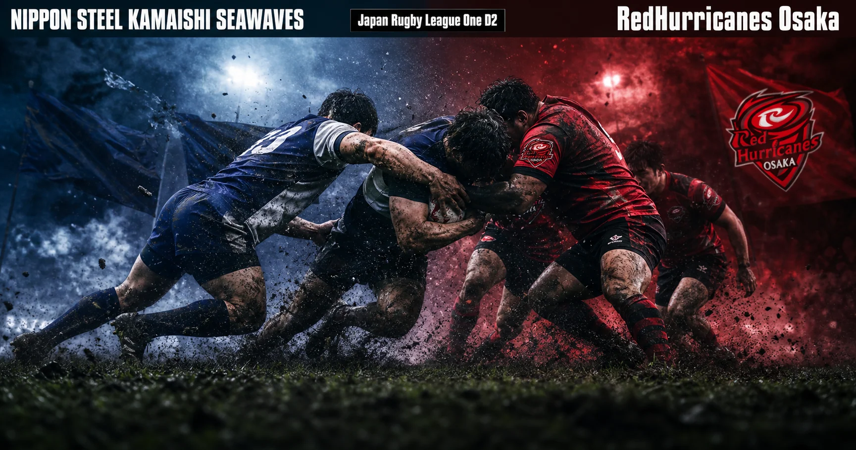 Affiche de la rencontre NIPPON STEEL KAMAISHI SEAWAVES contre RedHurricanes Osaka