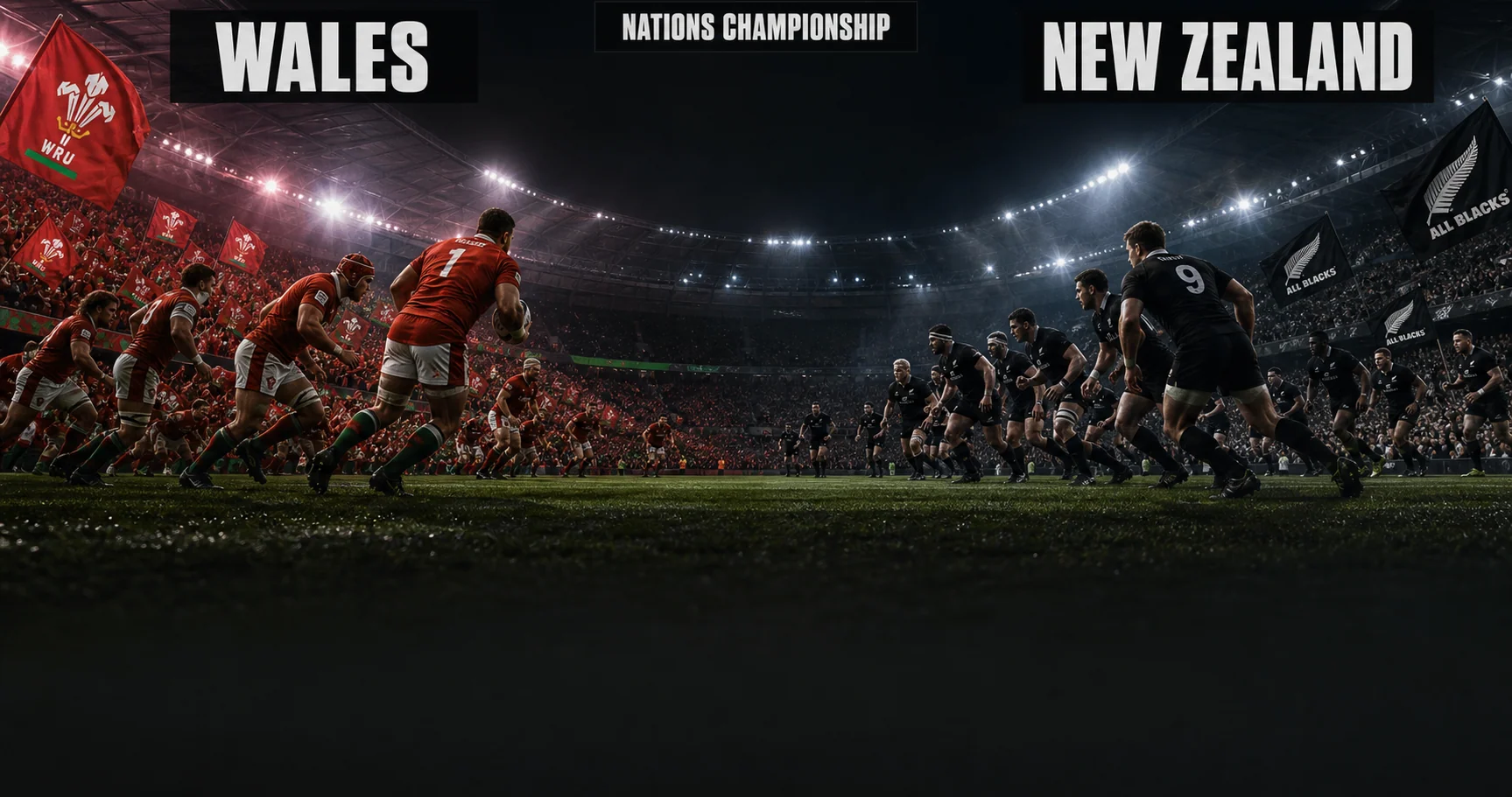 Affiche de la rencontre Pays de Galles contre Nouvelle-Zélande