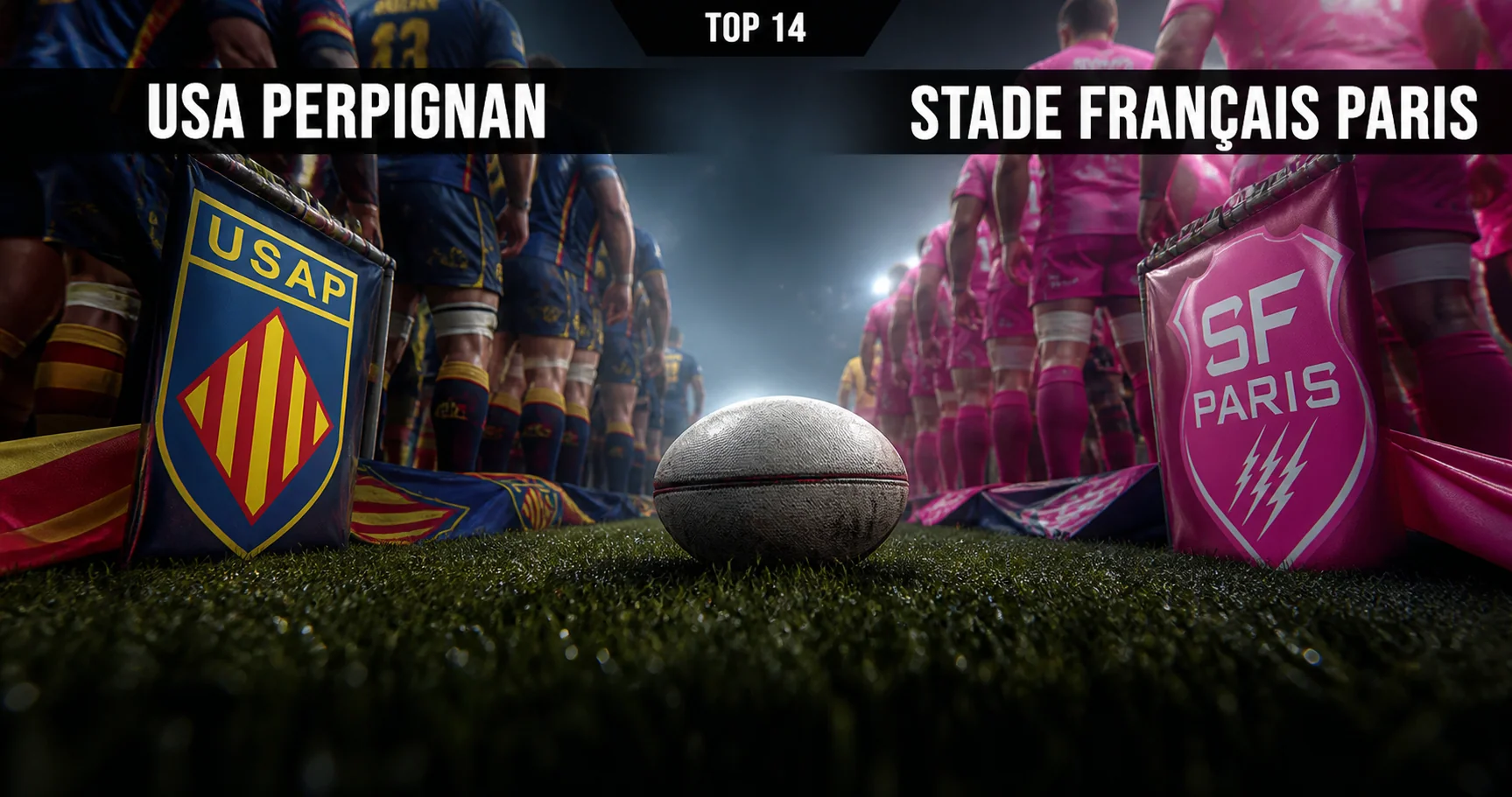 Affiche de la rencontre USA Perpignan contre Stade Français Paris