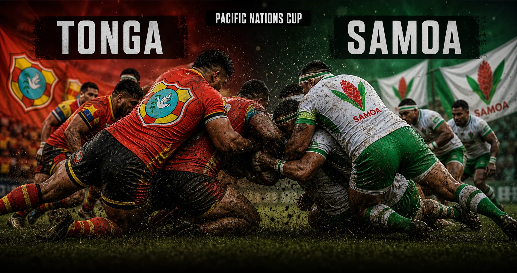 Affiche de la rencontre Tonga contre Samoa