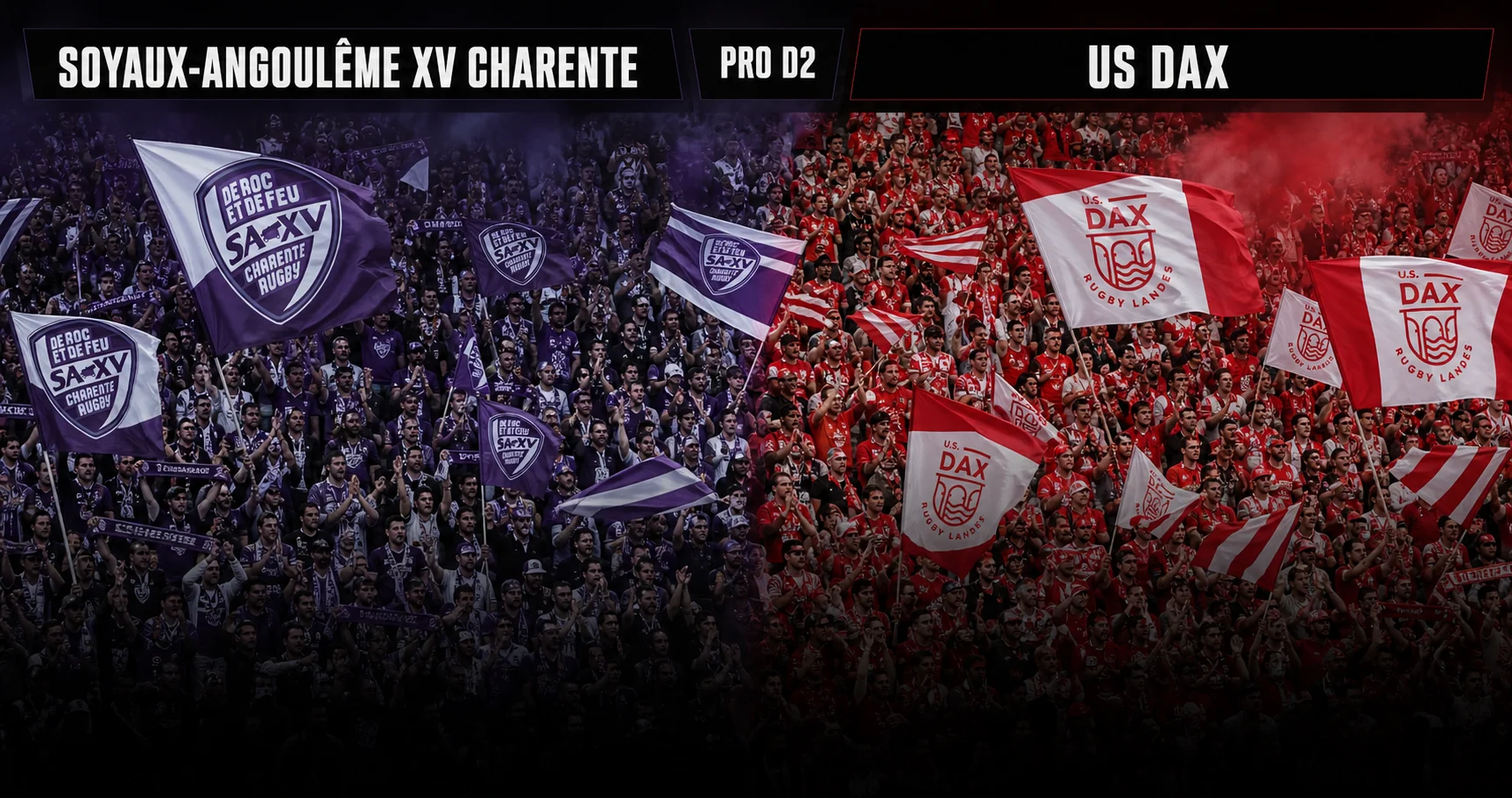 Affiche de la rencontre Soyaux-Angoulême XV Charente contre US Dax